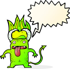 cartoon little devil with speech bubble