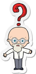 Fototapeta na wymiar sticker of a cartoon older man with question