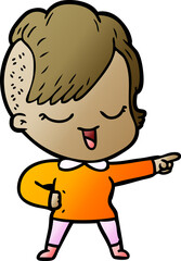 Obraz premium happy cartoon girl pointing