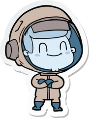 sticker of a happy cartoon astronaut man