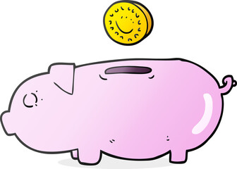 freehand drawn cartoon piggy bank