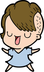cute cartoon girl with hipster haircut