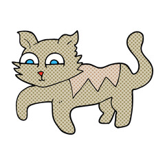 freehand drawn comic book style cartoon cat