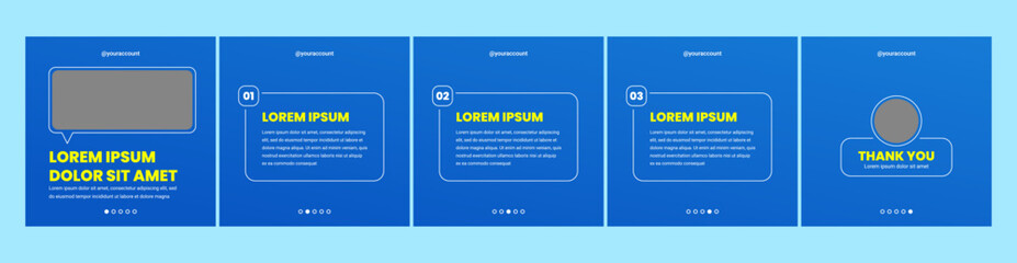 carousel or microblog slide template for social media post. social media template with blue color theme © Rozin