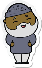 sticker of a cartoon happy bearded man