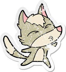 distressed sticker of a cartoon wolf howling
