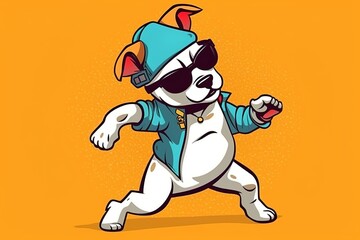 cute dancing puppy pop art style