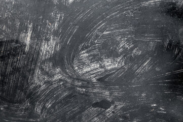 Abstract black metal surface with scratches. Worn out black metal grunge texture.