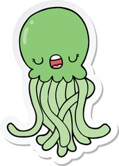 sticker of a cartoon jellyfish