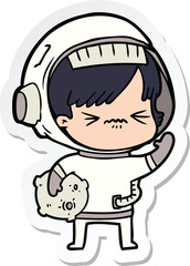 sticker of a angry cartoon space girl