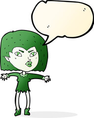 cartoon vampire girl with speech bubble