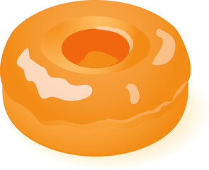 Vector Isolated isometric donut. Modern flat and cartoon geometric donut on white background. For logo, sticker, label, icon or fav icon. Glazed cool donuts with topping.