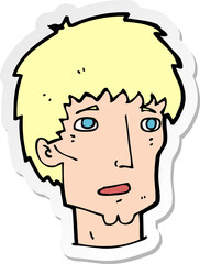 sticker of a cartoon worried man