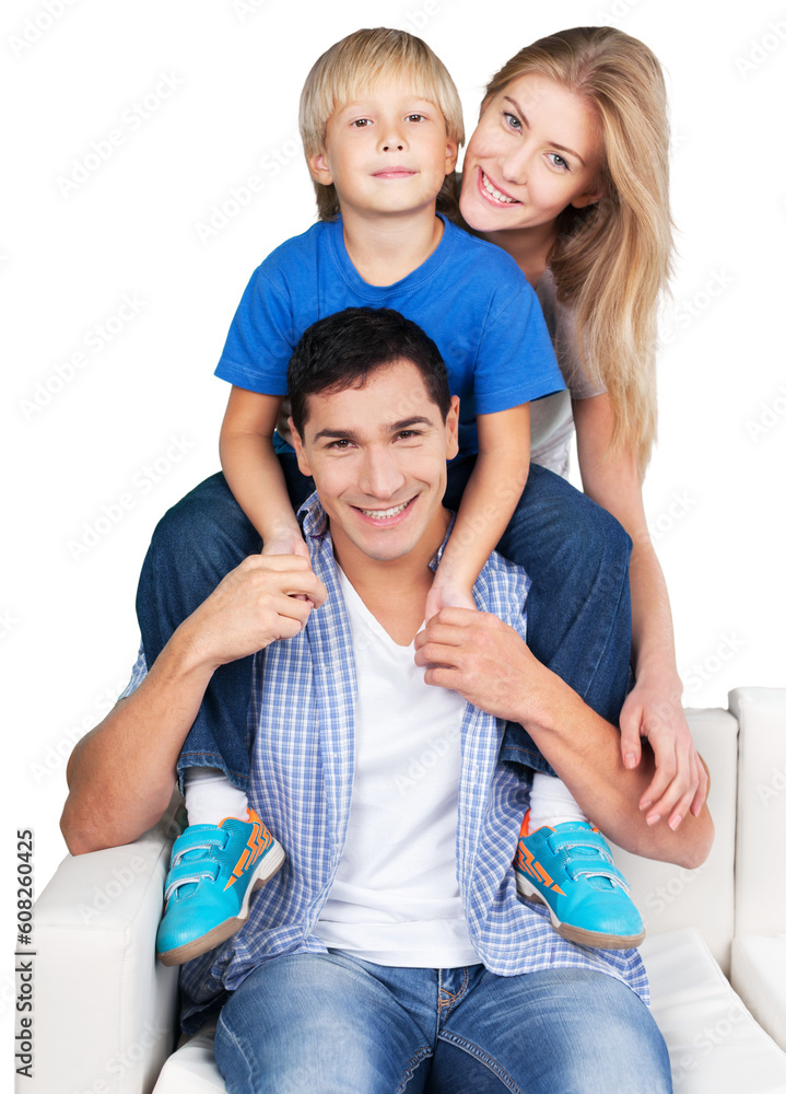 Canvas Prints Beautiful smiling family isolated on white background