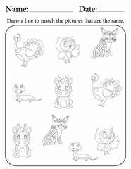 Match the same objects - activity pages for kids