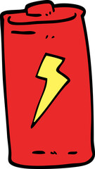 hand drawn doodle style cartoon battery