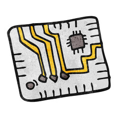 freehand textured cartoon computer circuitboard