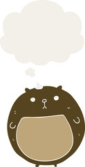 cartoon bear with thought bubble in retro style