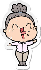 Fototapeta premium distressed sticker of a cartoon happy old woman