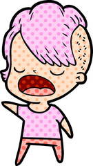 cartoon cool hipster girl talking