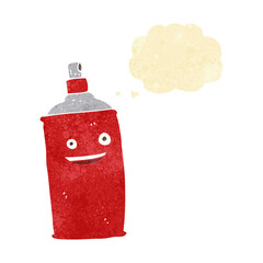 Obraz premium cartoon spray can with thought bubble