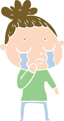 flat color style cartoon crying woman