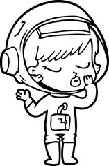 Obraz premium cartoon pretty astronaut girl