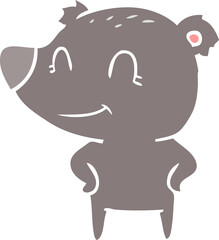 friendly bear with hands on hips