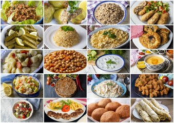 Traditional delicious Turkish foods collage