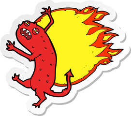 sticker of a cartoon monster on fire