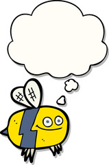 cartoon bee with thought bubble as a printed sticker