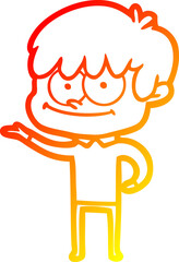 warm gradient line drawing of a happy cartoon man