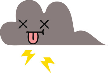 flat color retro cartoon of a storm cloud