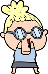 Obraz premium cartoon shy woman wearing spectacles