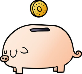 cartoon doodle piggy bank