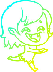 Fototapeta premium cold gradient line drawing of a cartoon laughing vampire girl