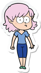 Obraz premium sticker of a cartoon elf girl staring