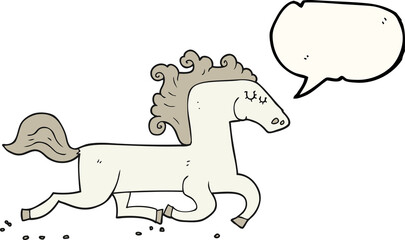 freehand drawn speech bubble cartoon running horse