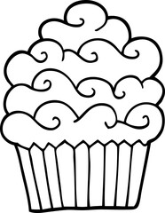 black and white cartoon vanilla cupcake
