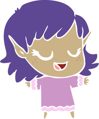 happy flat color style cartoon elf girl