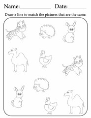 Match the same objects - activity pages for school classroom activities - matching game