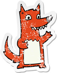 distressed sticker of a cartoon wolf