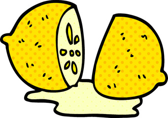 cartoon doodle sliced lemon