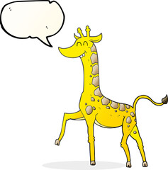 freehand drawn speech bubble cartoon giraffe