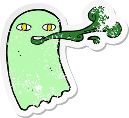 retro distressed sticker of a funny cartoon ghost