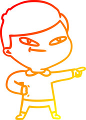 warm gradient line drawing of a cartoon pointing man