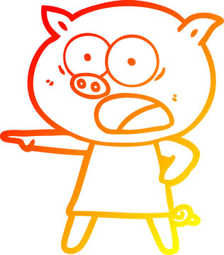 recommend clip art: warm gradient line drawing of a cartoon pig shouting