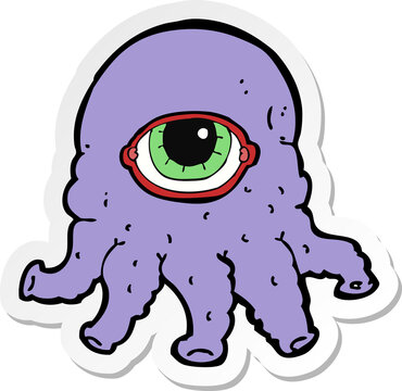 sticker of a cartoon alien head