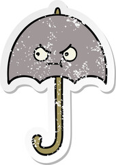 distressed sticker of a cute cartoon umbrella