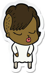 Obraz premium sticker of a cartoon pretty hipster girl